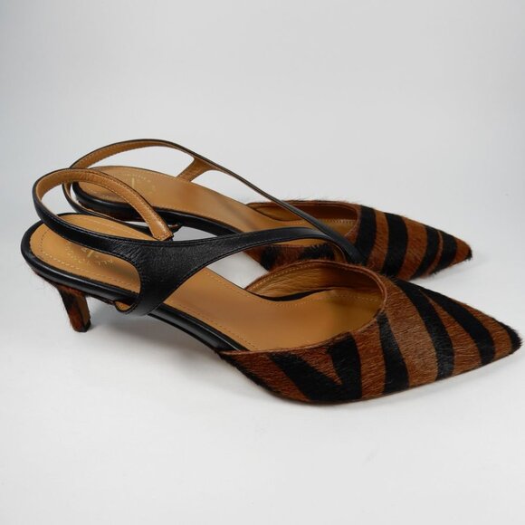 ATP ATELIER Riano Asymmetrical Slingback Pumps 40 10 Animal Calf Hair NEW $590 - Picture 4 of 16